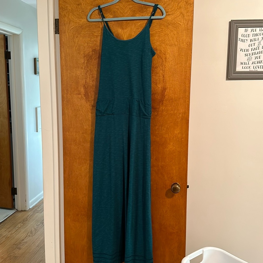 Horny Toad (now Toad and Co) teal maxi sundress with shelf bra